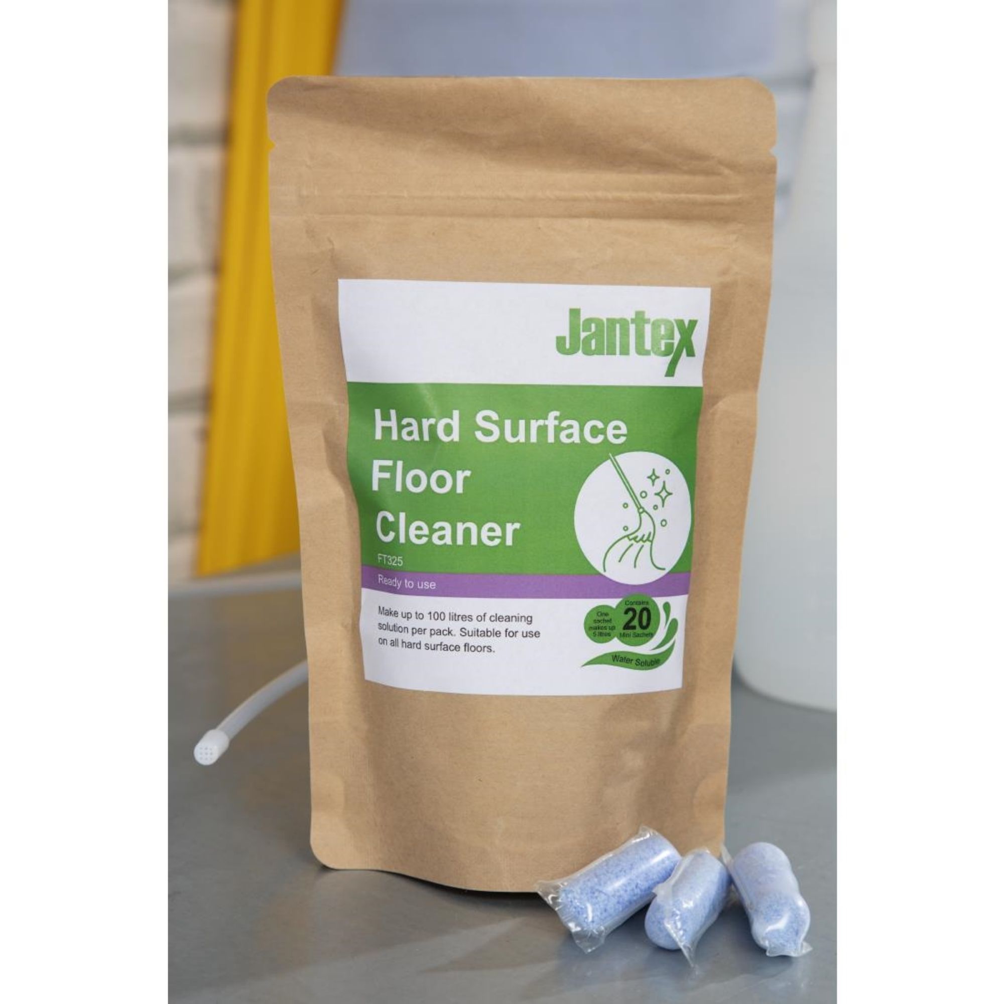 Picture of Jantex Green Hard Surface Floor Cleaner Sachets (Pack of 20)
