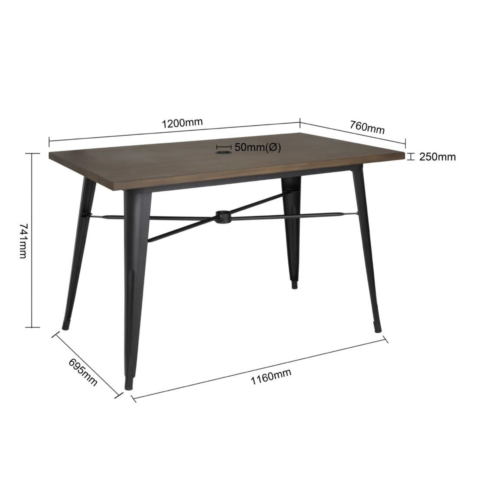 Picture of Bolero Complete OutdoorTable 120x76x76cm - Dark Wood