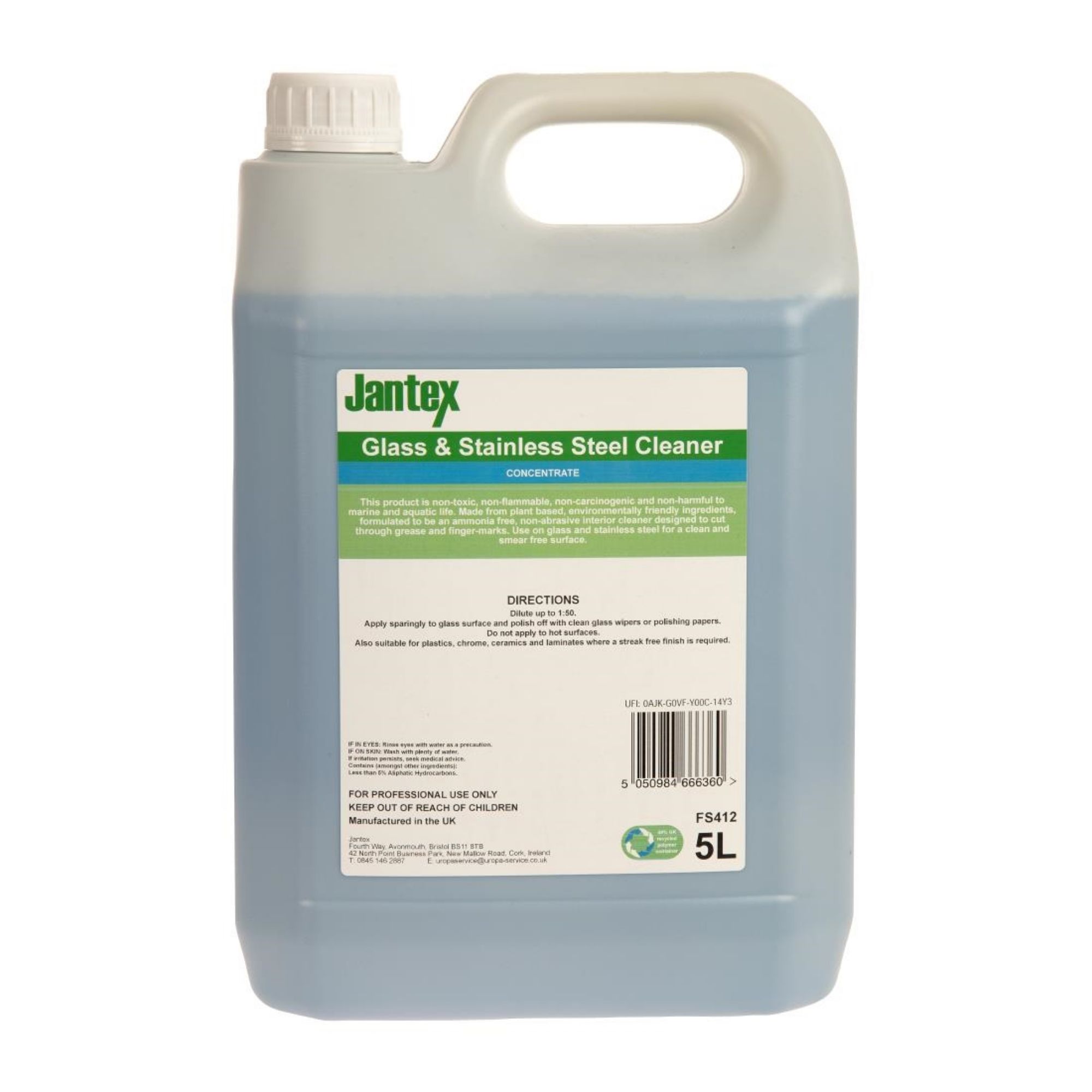 Picture of Jantex Green Glass and Stainless Steel Cleaner Concentrate 5Ltr