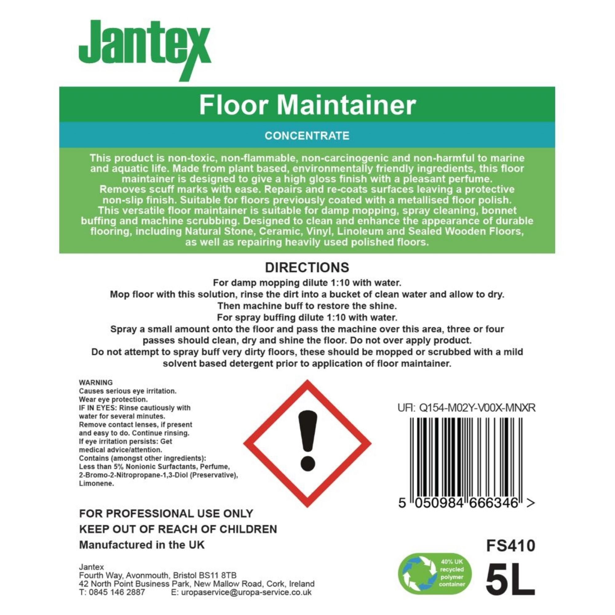 Picture of Jantex Green Floor Maintainer Concentrate 5Ltr