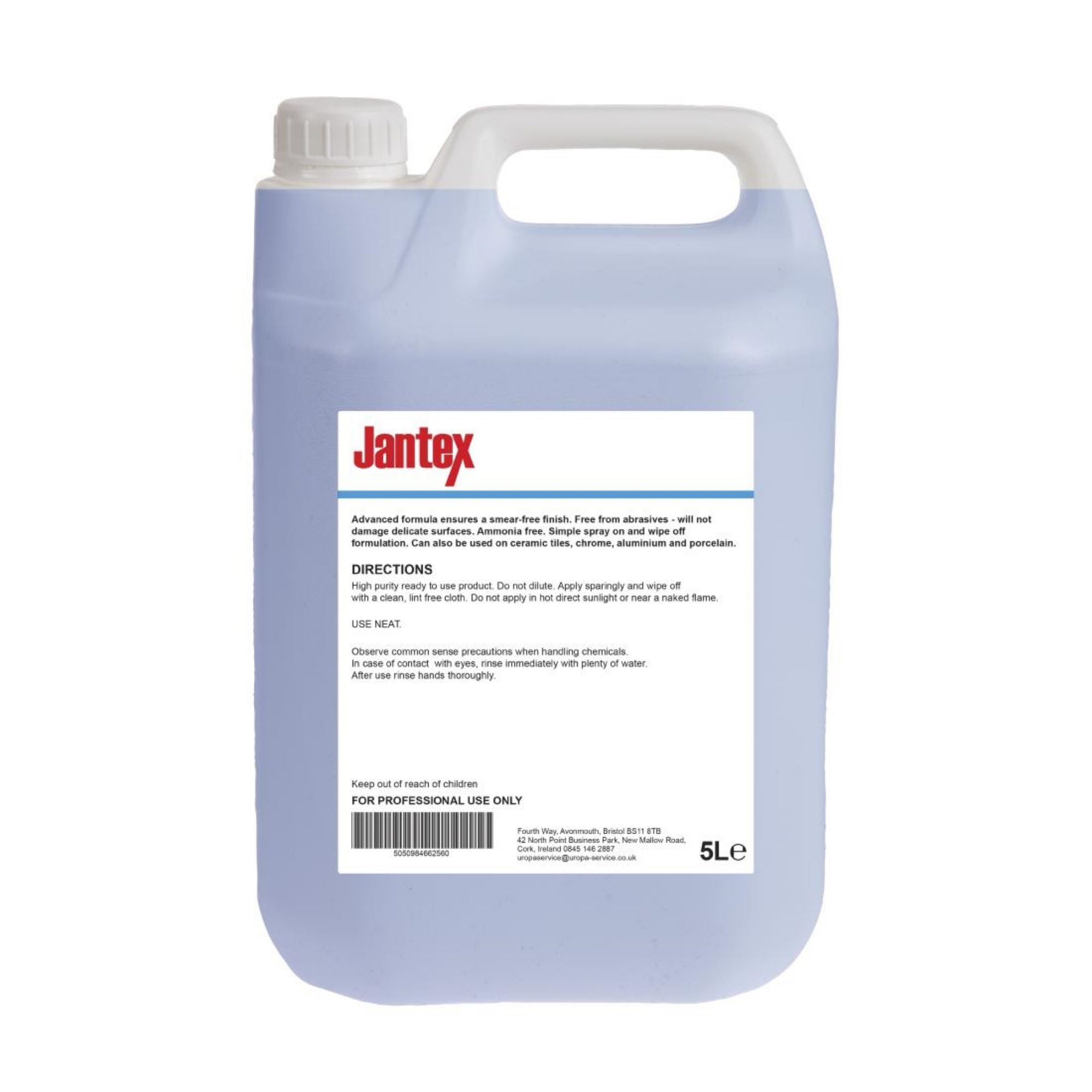 Picture of Jantex Glass and Stainless Steel Cleaner Ready To Use 5Ltr