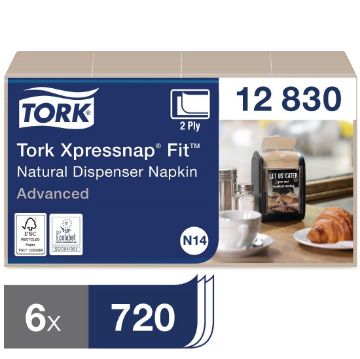 Picture of Tork Xpressnap Fit Recycled Dispenser Napkin Natural 2Ply (Pack of 6x720)