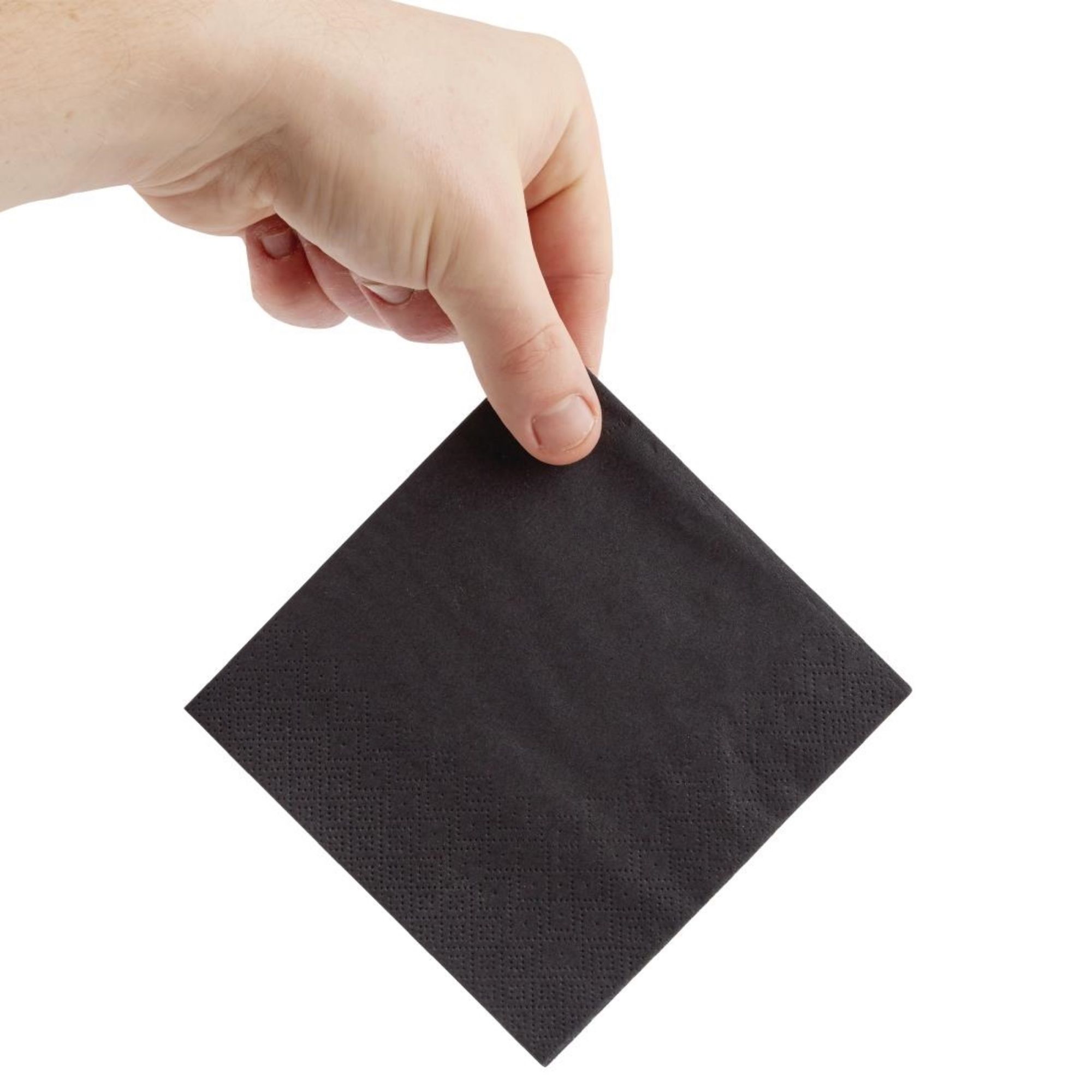 Picture of Fiesta Recyclable Cocktail Napkin Black 24x24cm 2ply 1/4 Fold (Pack of 4000)