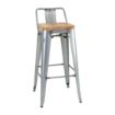 Picture of Bolero Bistro Backrest High Stools with Wooden Seat Pad Galvanised Steel (Pack of 4) - FB627