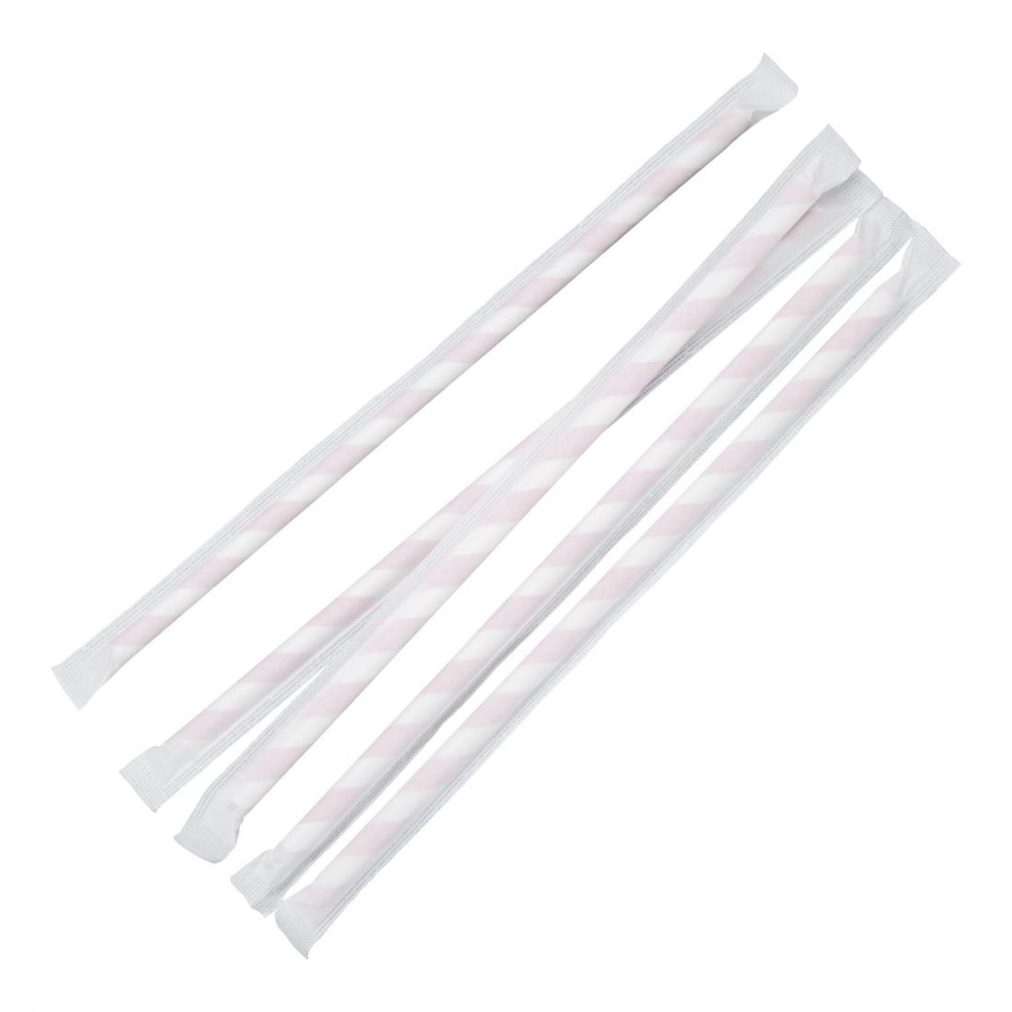 Picture of Fiesta Compostable Individually Wrapped Paper Straws Red Stripes (Pack of 250)