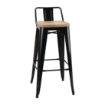 Picture of Bolero Bistro Backrest High Stools with Wooden Seat Pad Black (Pack of 4) - FB623