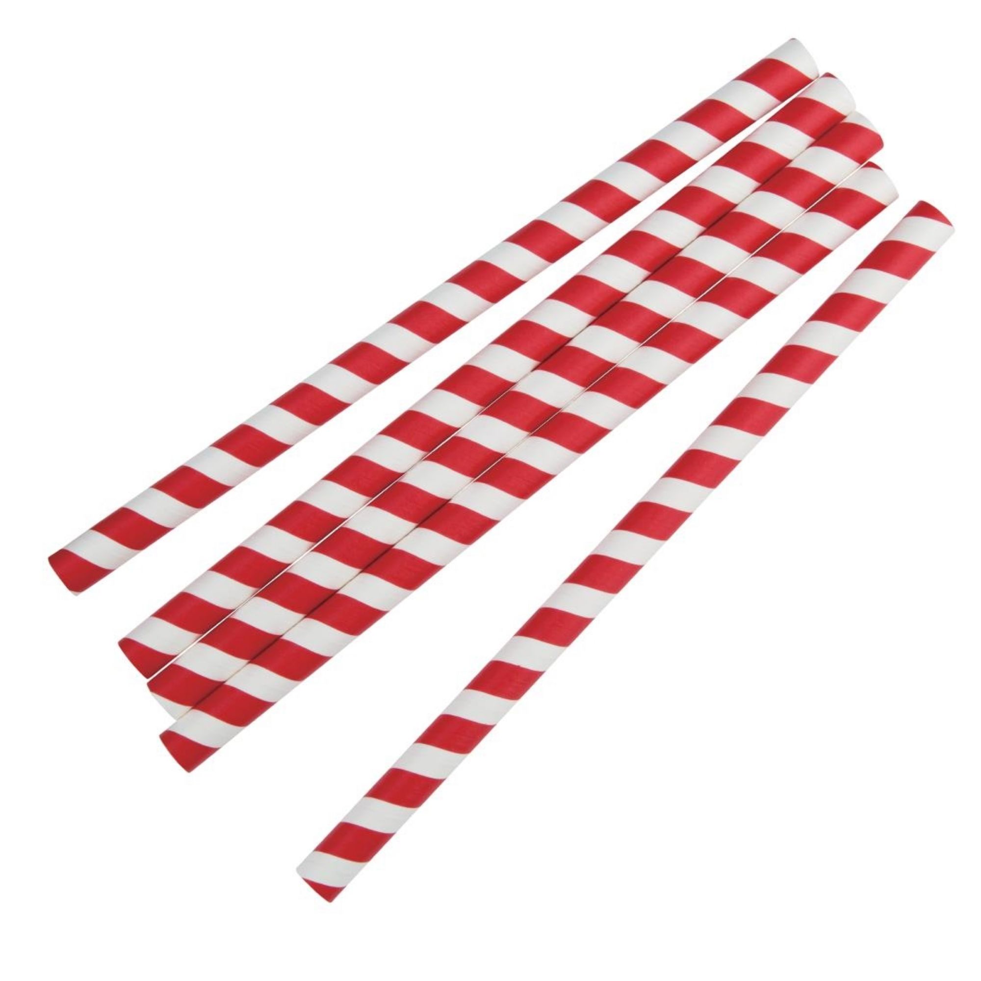 Picture of Fiesta Compostable Individually Wrapped Paper Smoothie Straws Red Stripes (250 Pack)