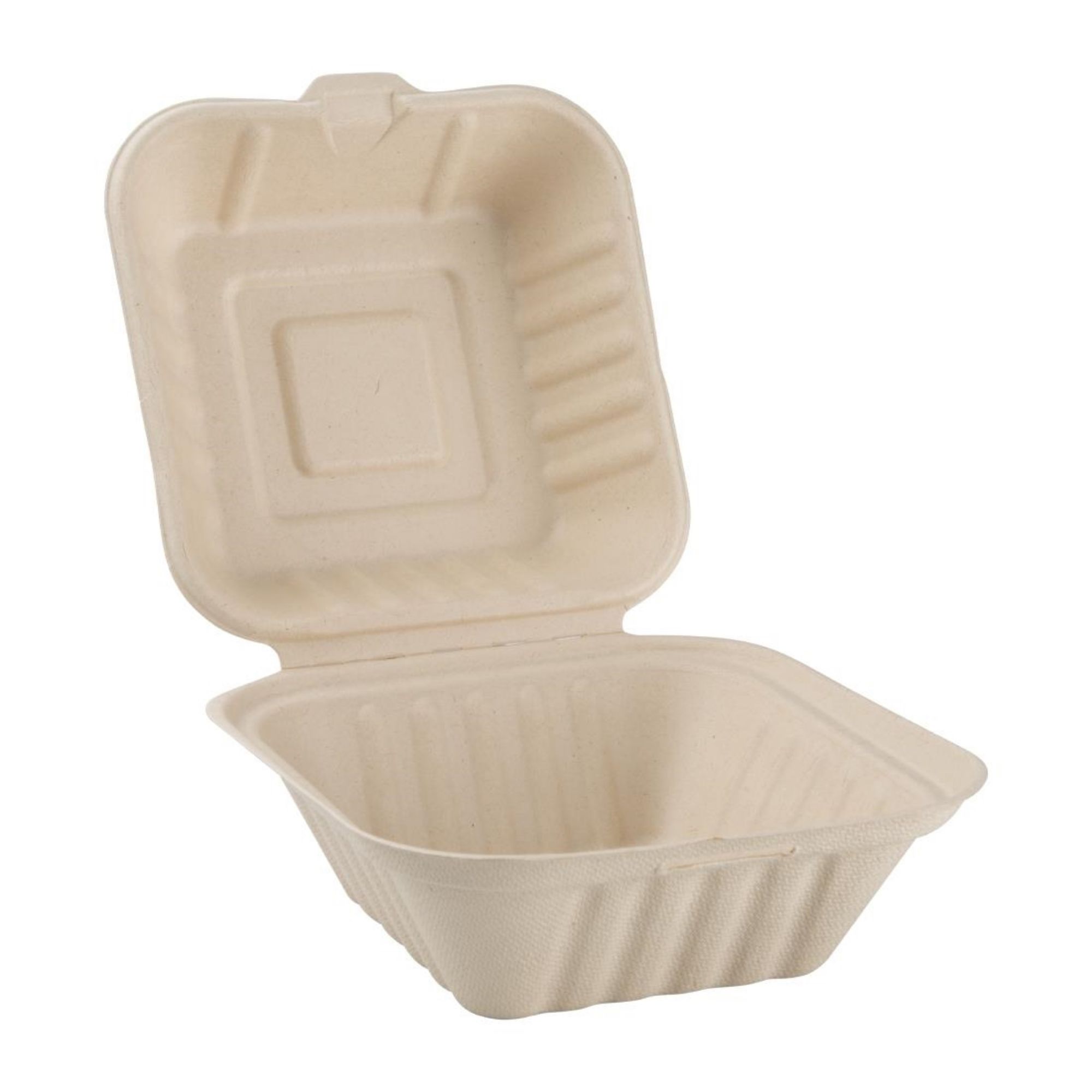 Picture of Fiesta Compostable Bagasse Burger Boxes Natural Colour 152mm (Pack of 500)