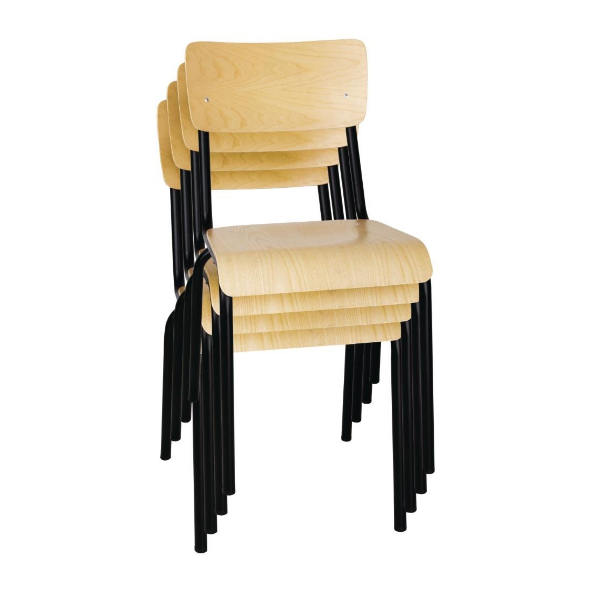 Picture of Bolero Cantina Side Chairs with Wooden Seat Pad and Backrest Black (Pack of 4)