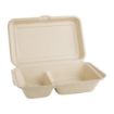 Picture of Fiesta Compostable Bagasse Two-Compartment Hinged Food Containers Natural Colour 253mm (200 Pack) - FC541