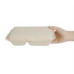 Picture of Fiesta Compostable Bagasse Two-Compartment Hinged Food Containers Natural Colour 253mm (200 Pack) - FC541