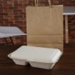 Picture of Fiesta Compostable Bagasse Two-Compartment Hinged Food Containers Natural Colour 253mm (200 Pack) - FC541