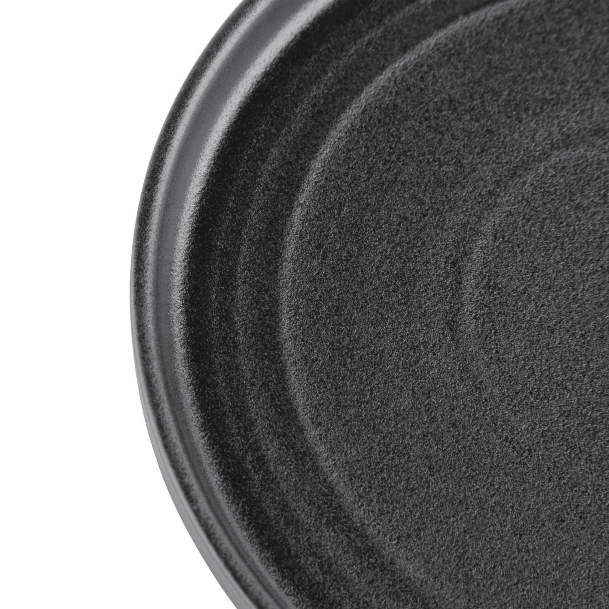 Picture of Olympia Cavolo Textured Black Flat Round Plate - 220mm (Box 6)