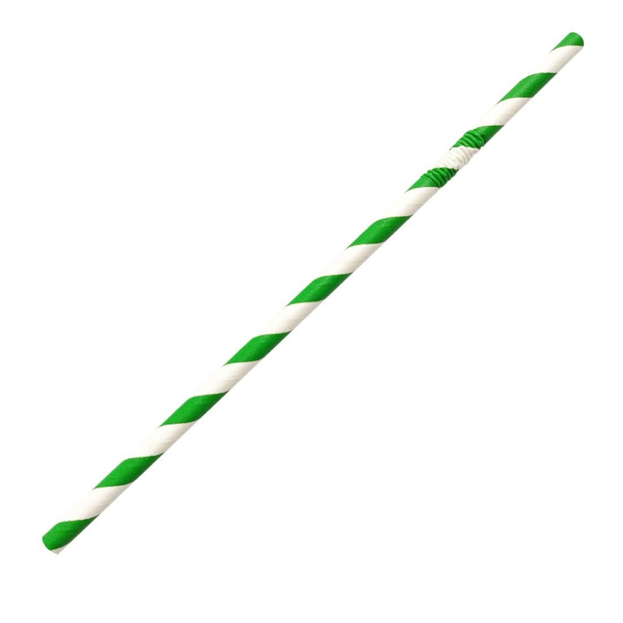 Picture of Fiesta Compostable Bendy Paper Straws Green Stripes (Pack of 250)