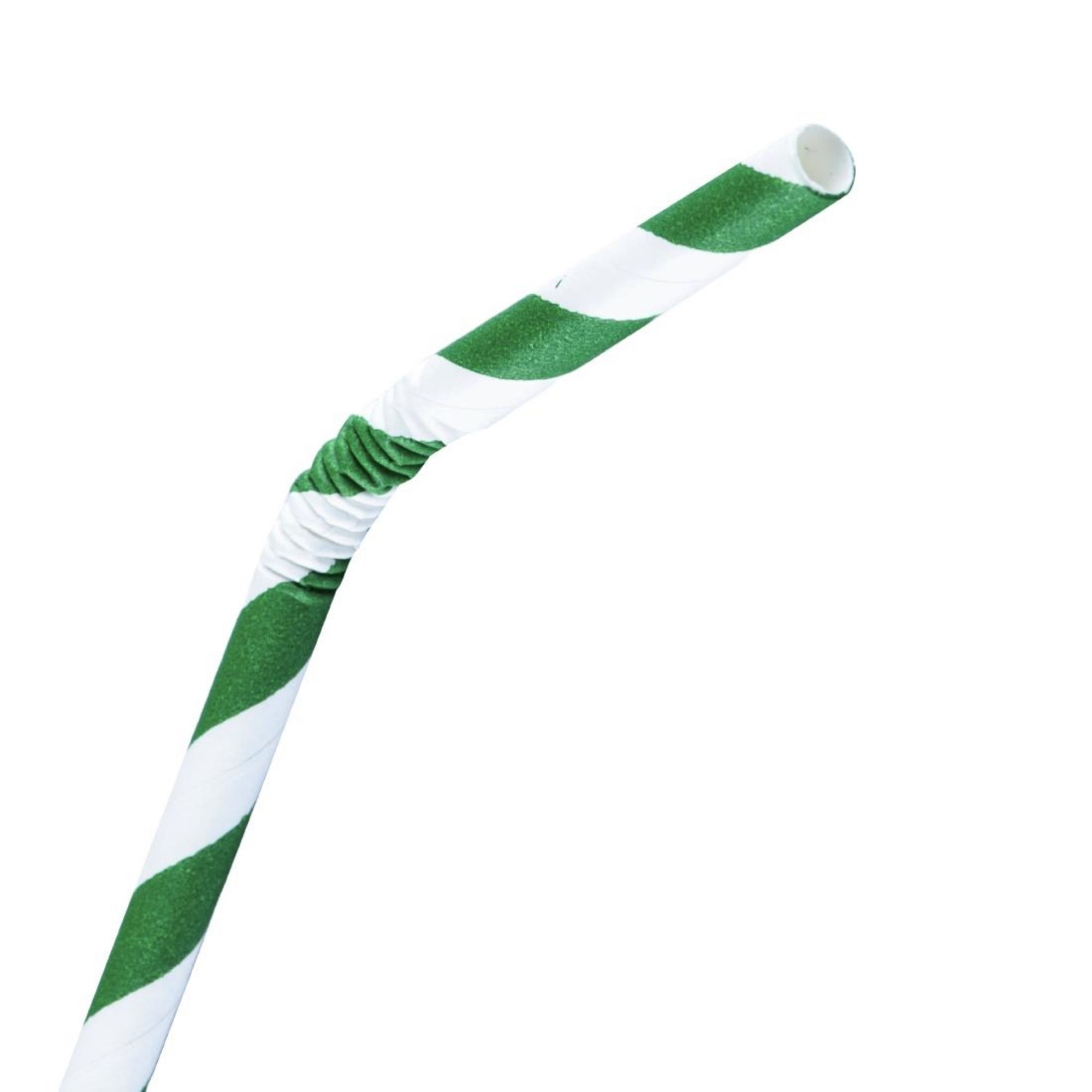 Picture of Fiesta Compostable Bendy Paper Straws Green Stripes (Pack of 250)