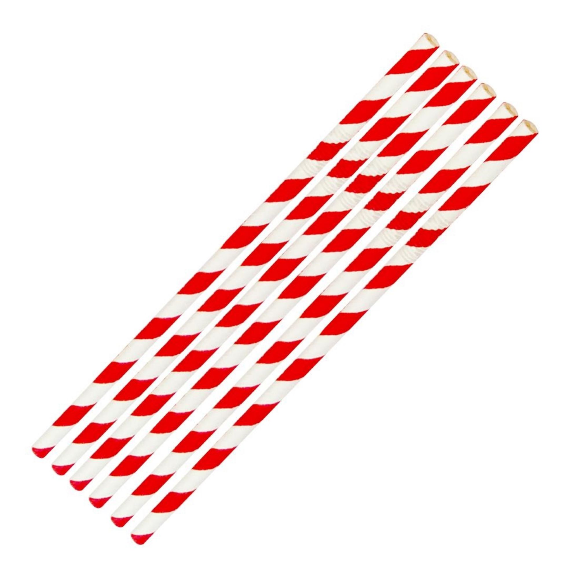 Picture of Fiesta Compostable Bendy Paper Straws Red Stripes (Pack of 250)