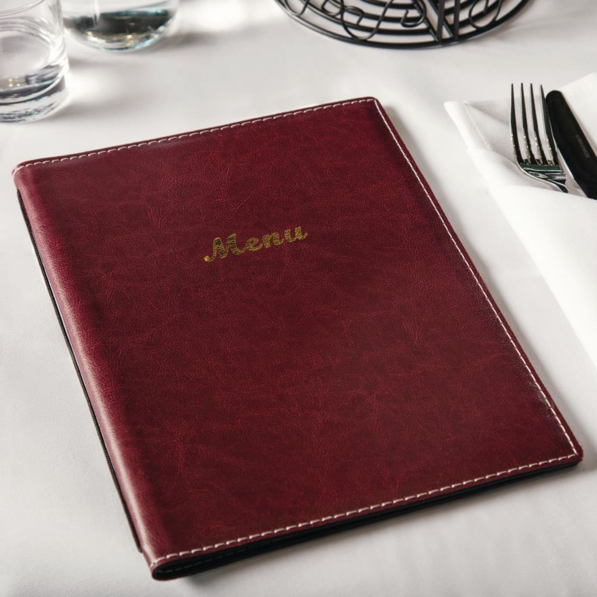 Picture of Olympia Faux Leather Menu Cover A4 Burgundy