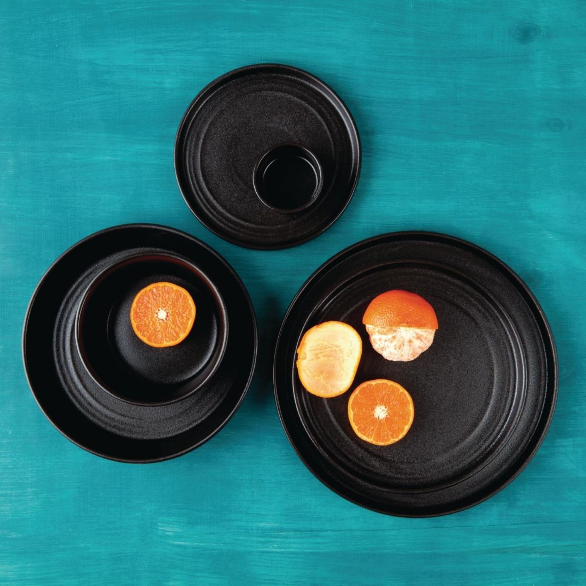 Picture of Olympia Cavolo Textured Black Flat Round Plate - 180mm (Box 6)