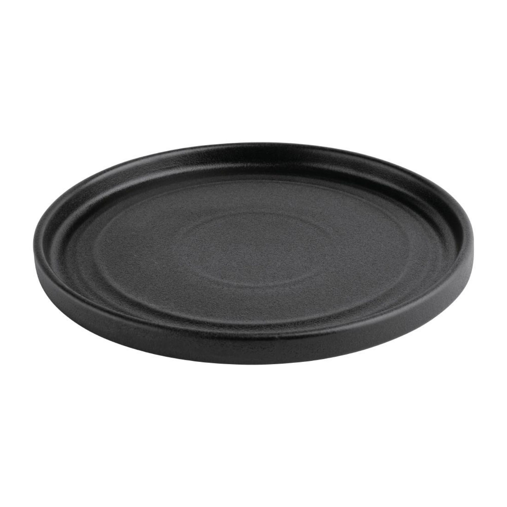 Picture of Olympia Cavolo Textured Black Flat Round Plate - 180mm (Box 6)