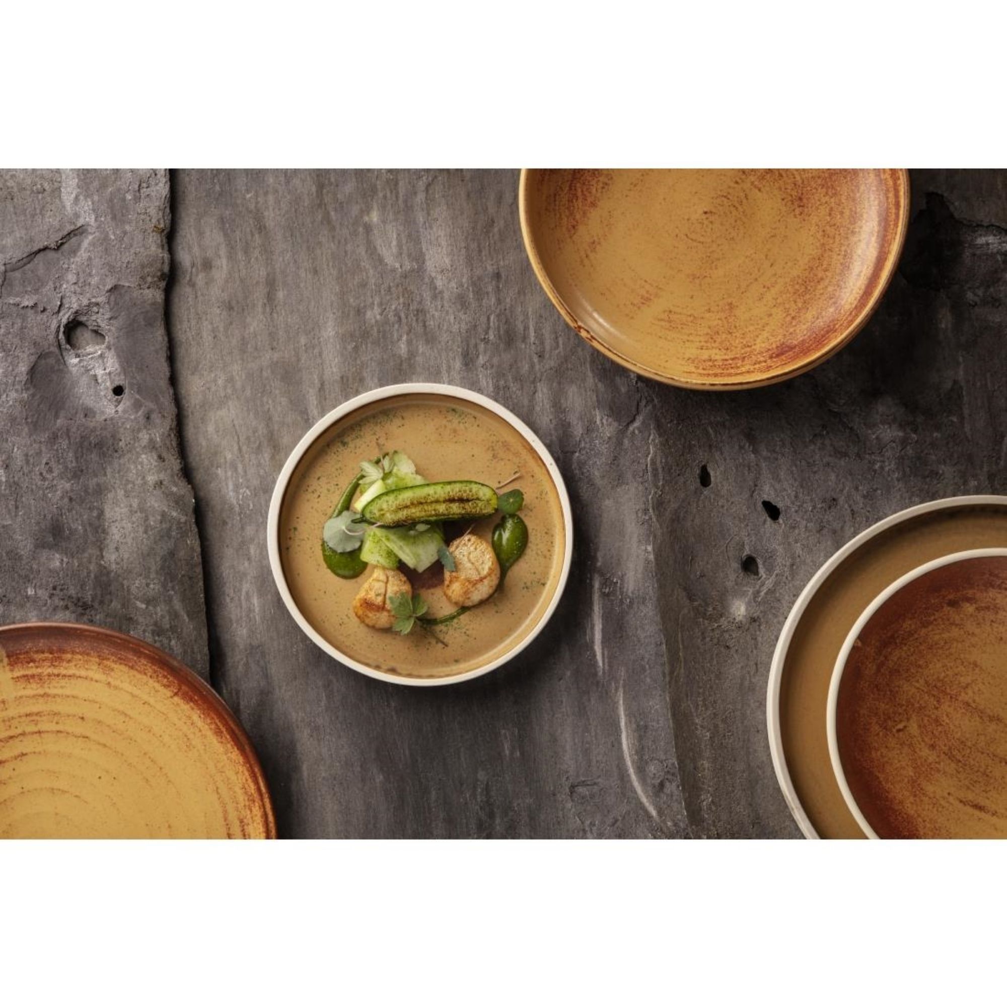 Picture of Olympia Canvas Flat Round Plate Sienna Rust 250mm (Pack of 6)