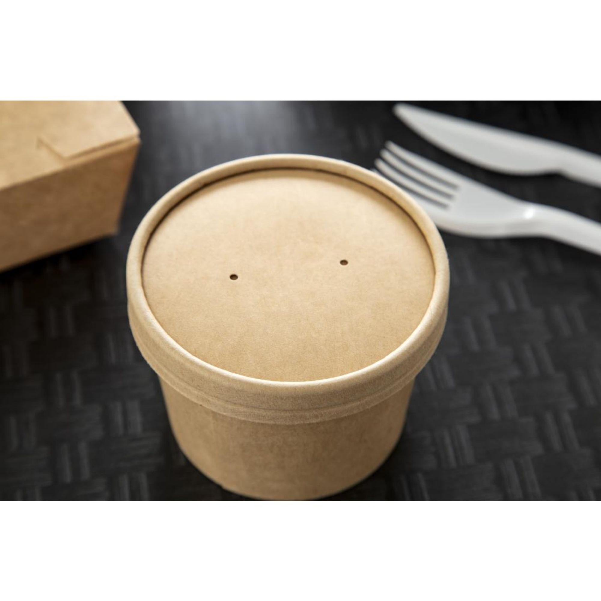 Picture of Colpac Recyclable Kraft Microwavable Soup Cup Lids 8oz and 12oz (Pack of 500)