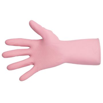 Picture of MAPA Vital 115 Liquid-Proof Light-Duty Janitorial Gloves Pink Medium