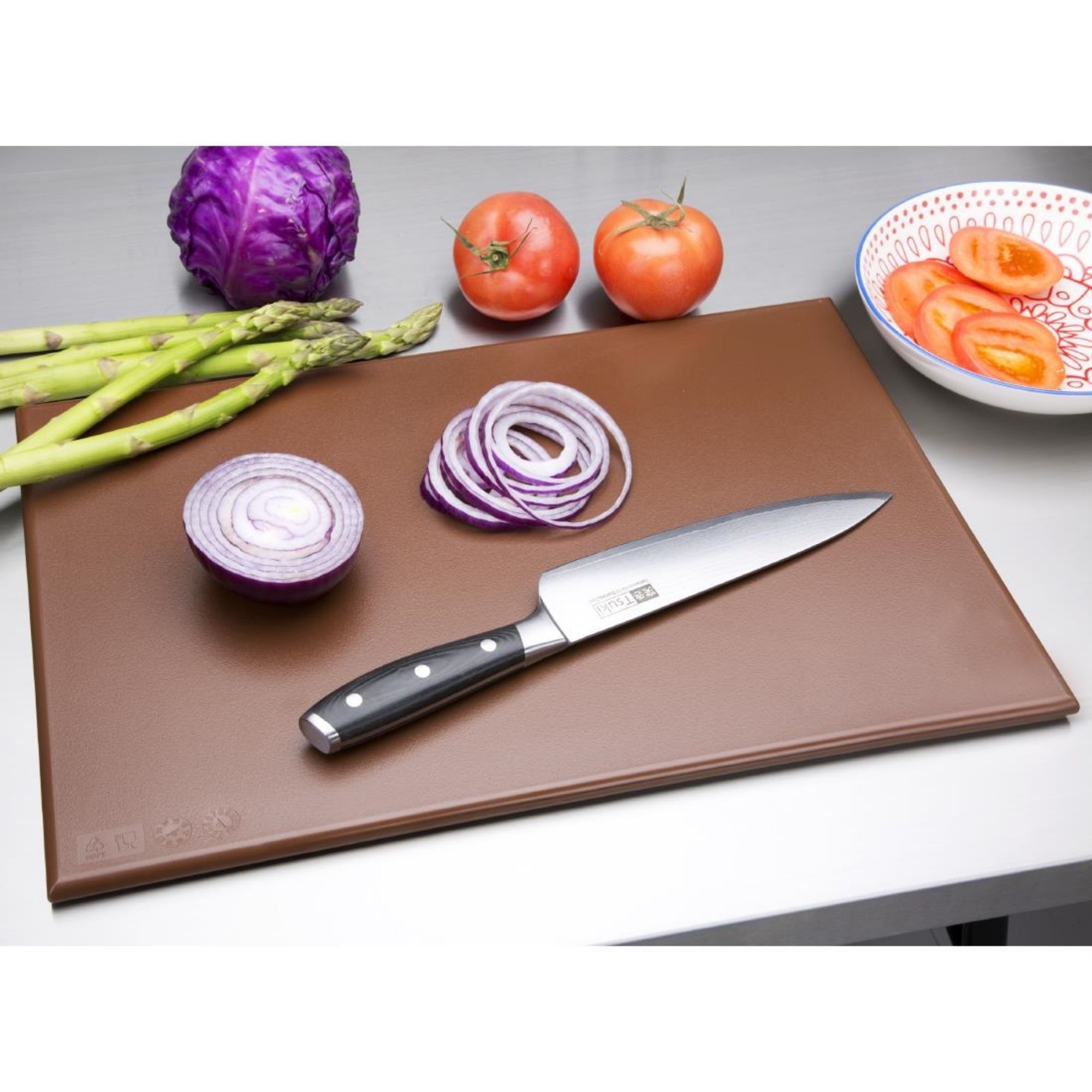 Picture of Hygiplas High Density Antibacterial Brown Chopping Board 455x305x12mm