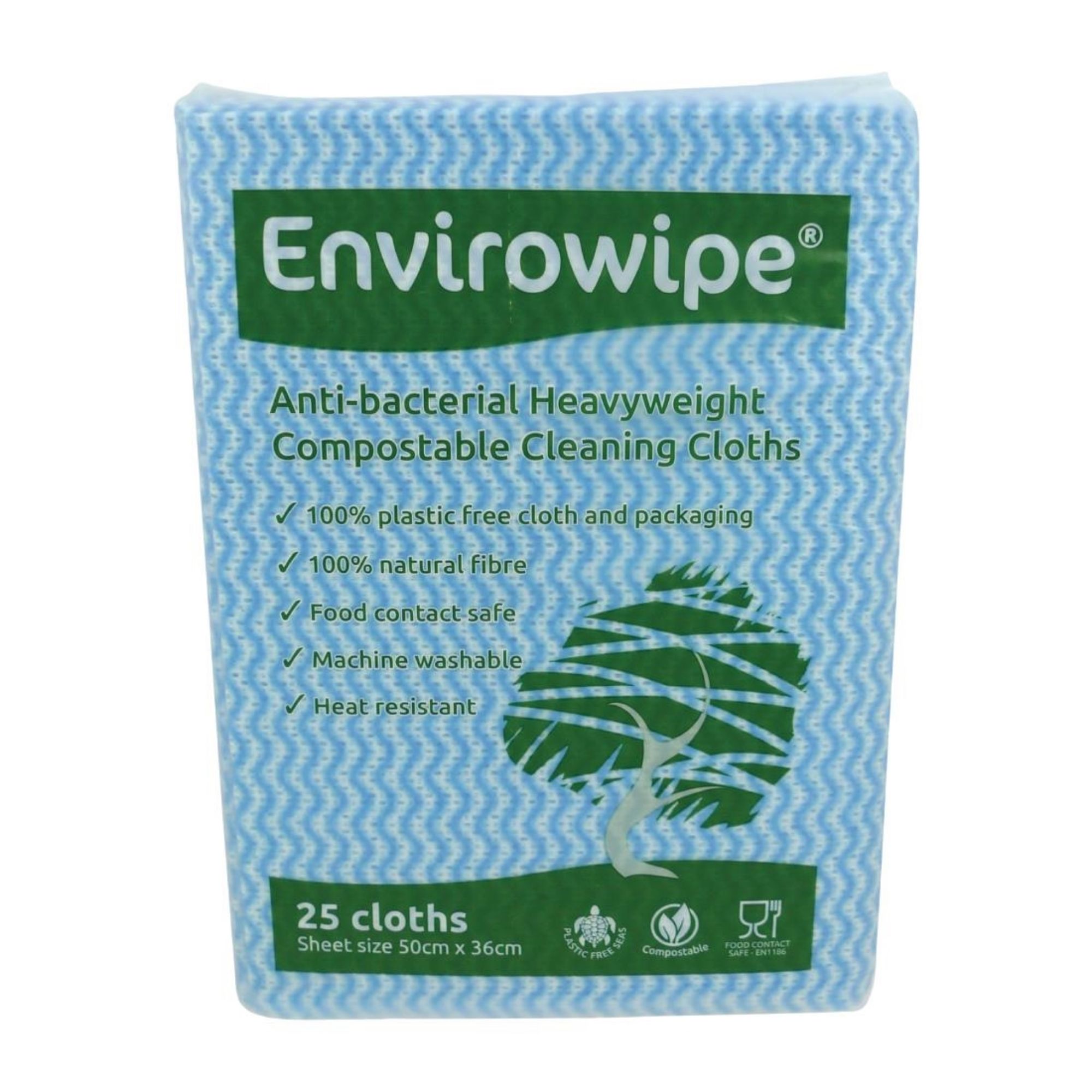 Picture of EcoTech Envirowipe Antibacterial Compostable Cleaning Cloths Blue (25 Pack)