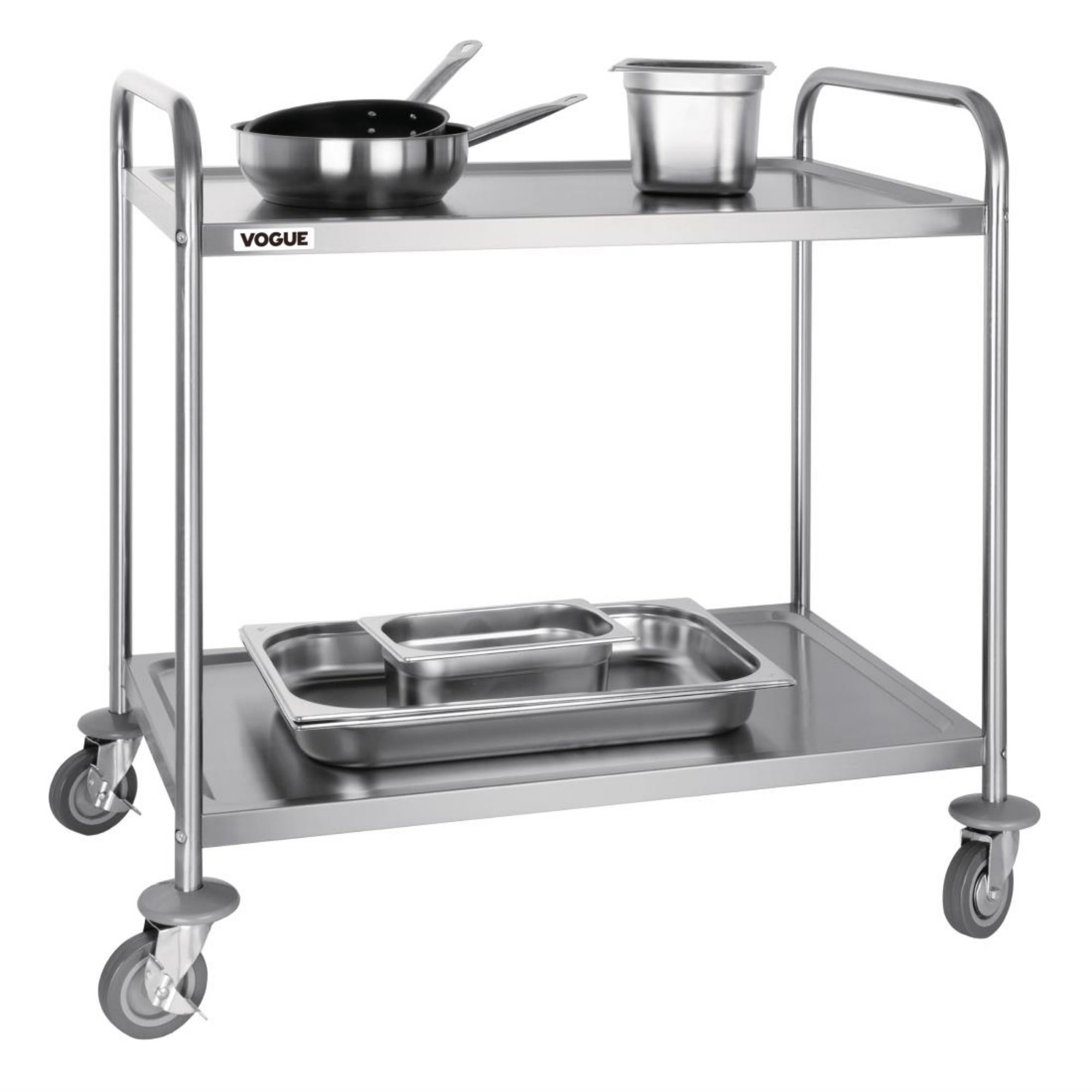 Picture of Vogue Stainless Steel 2 Tier Clearing Trolley Large