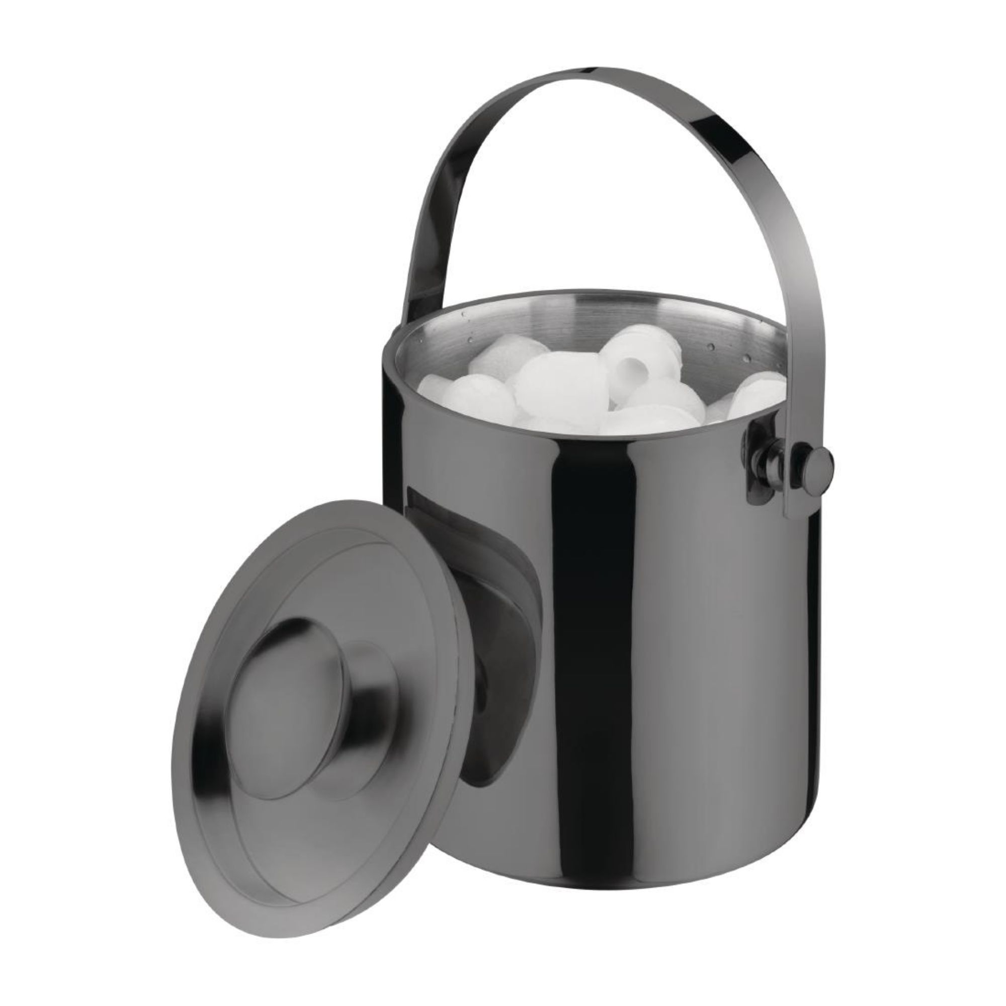 Picture of Olympia Double Walled Ice Bucket with Lid 1Ltr Gunmetal