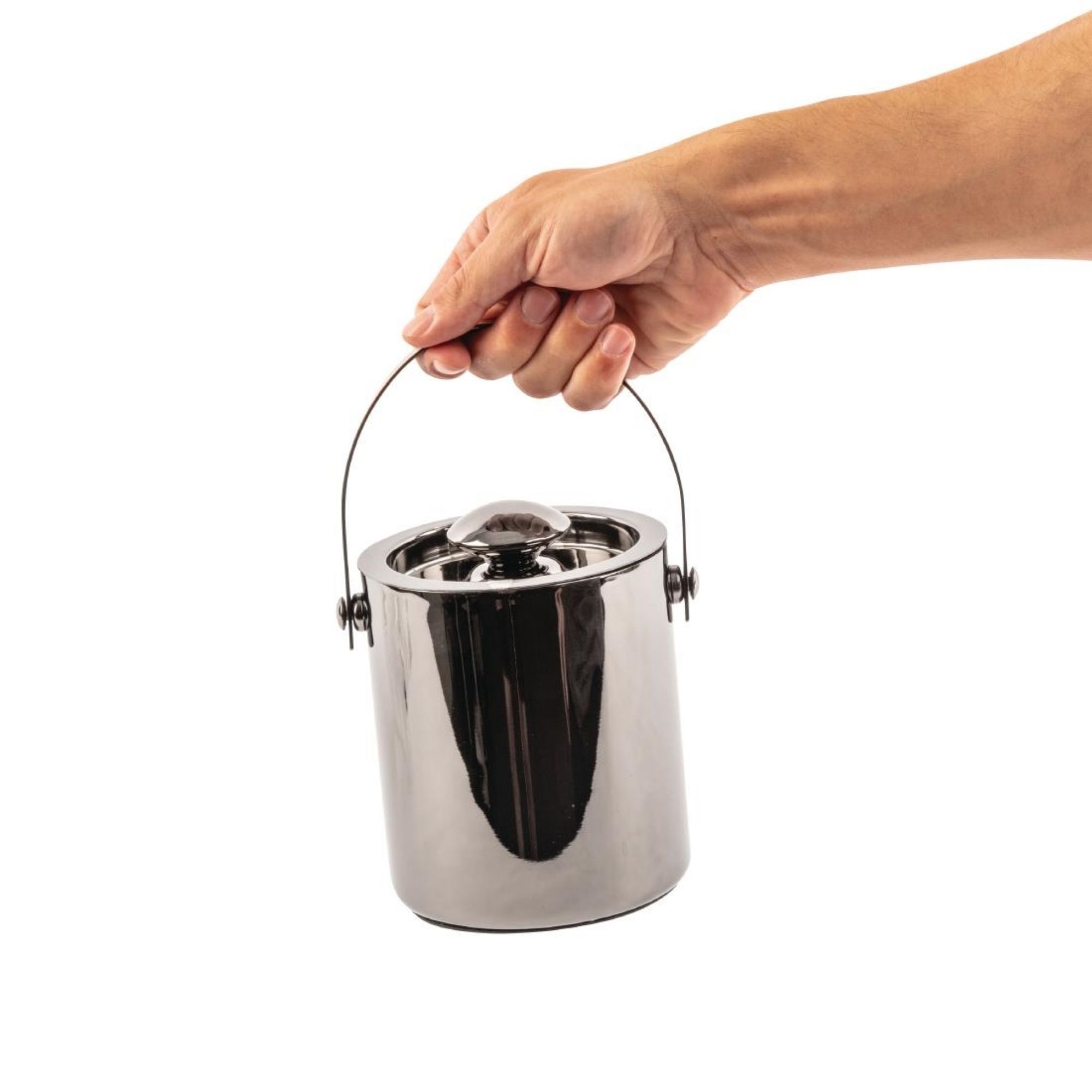 Picture of Olympia Double Walled Ice Bucket with Lid 1Ltr Gunmetal