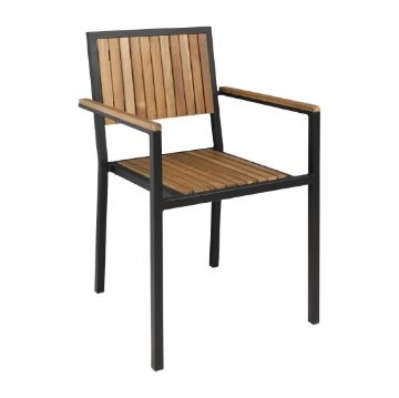 Picture of Bolero Steel & Acacia Armchair (Pack of 4)