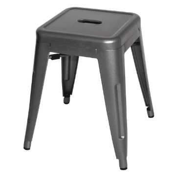Picture of Bolero Bistro Steel Low Stool Gun Metal (Pack Of 4)
