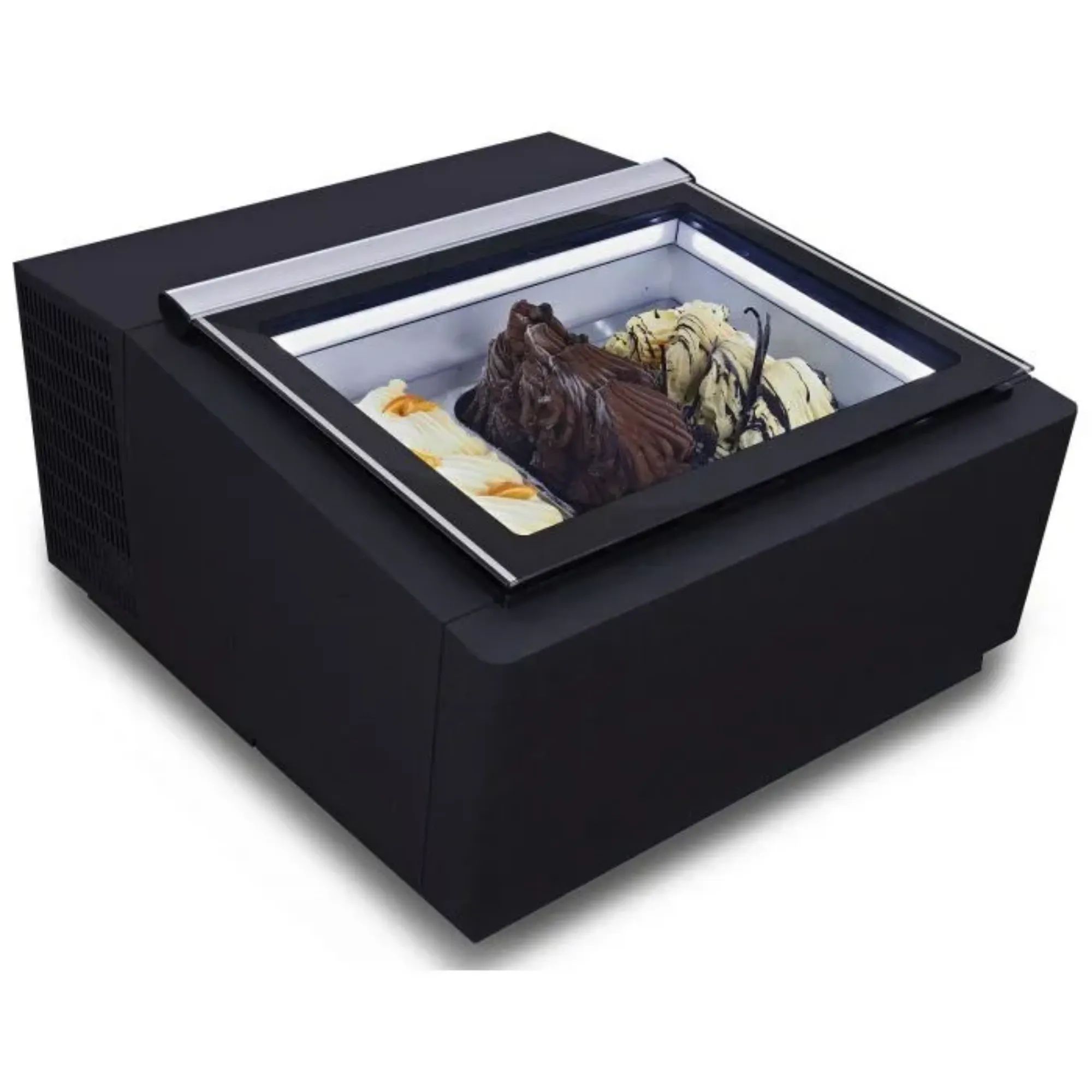 Picture of CombiSteel Customer Side Opens Ice Cream Display CounterTop Black - 7292.0020