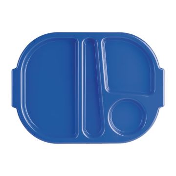 Picture of Olympia Kristallon Small Polycarbonate Compartment Food Trays Blue 322mm