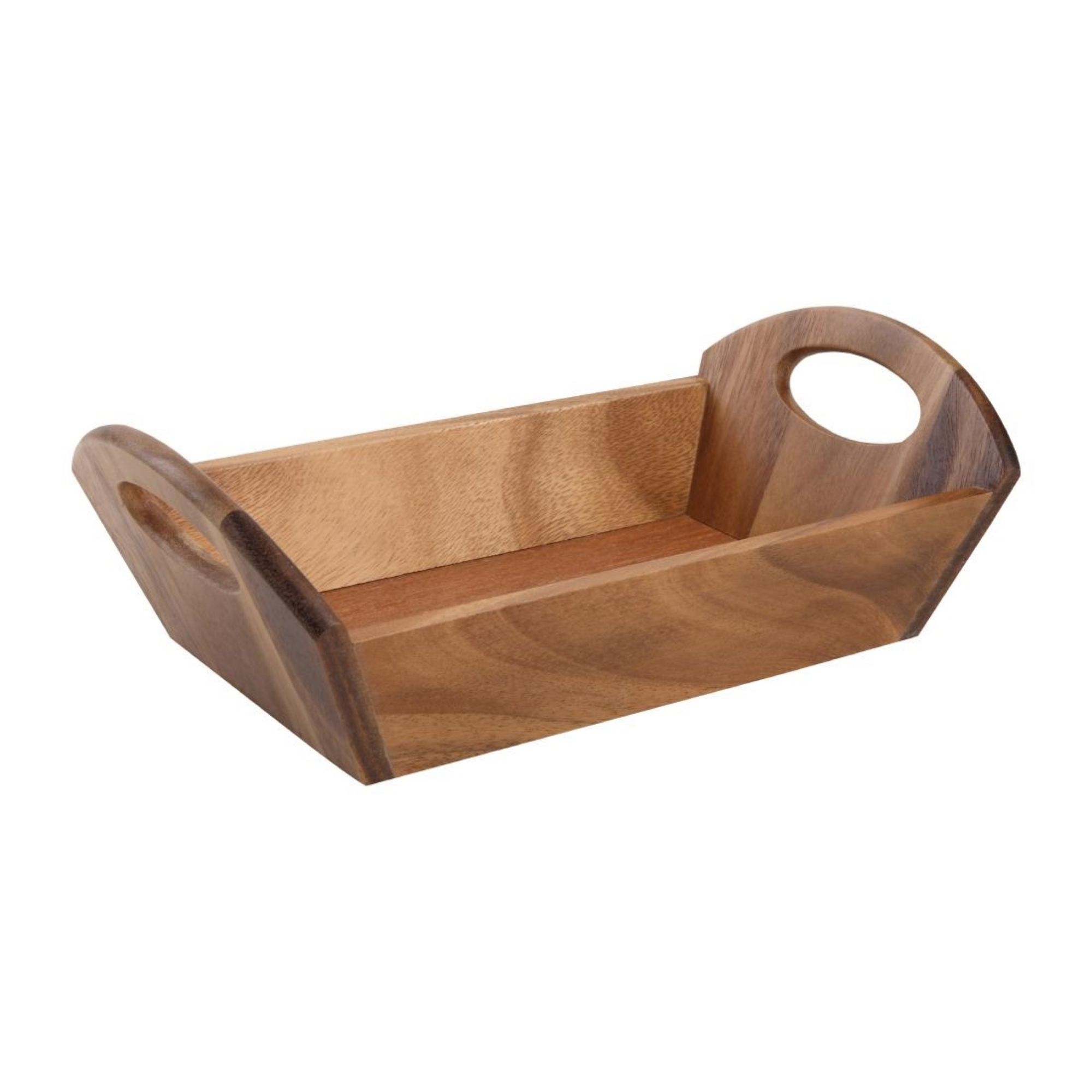Picture of Acacia Wood Bread Basket with Handles - DL146