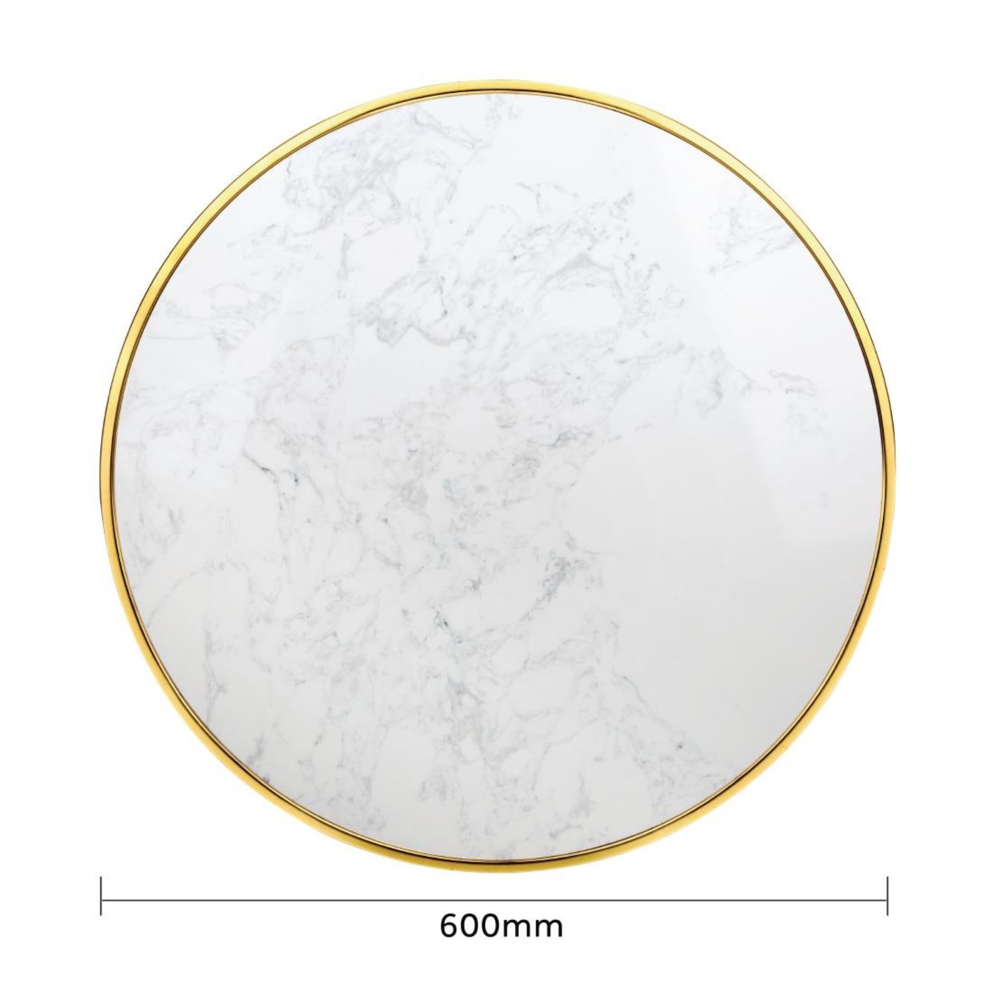Picture of Bolero Round Marble Tabletop with Brass Effect Rim White 600mm