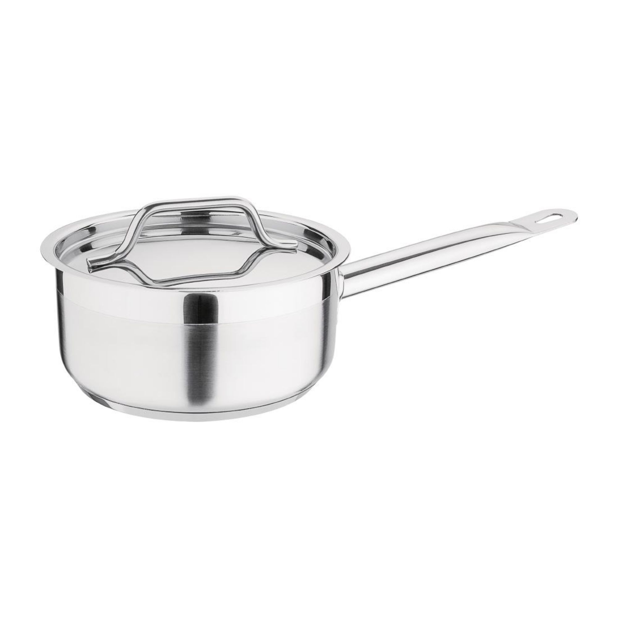 Picture of Nisbets Essentials Stainless Steel Saucepan With Lid 16cm - DF670