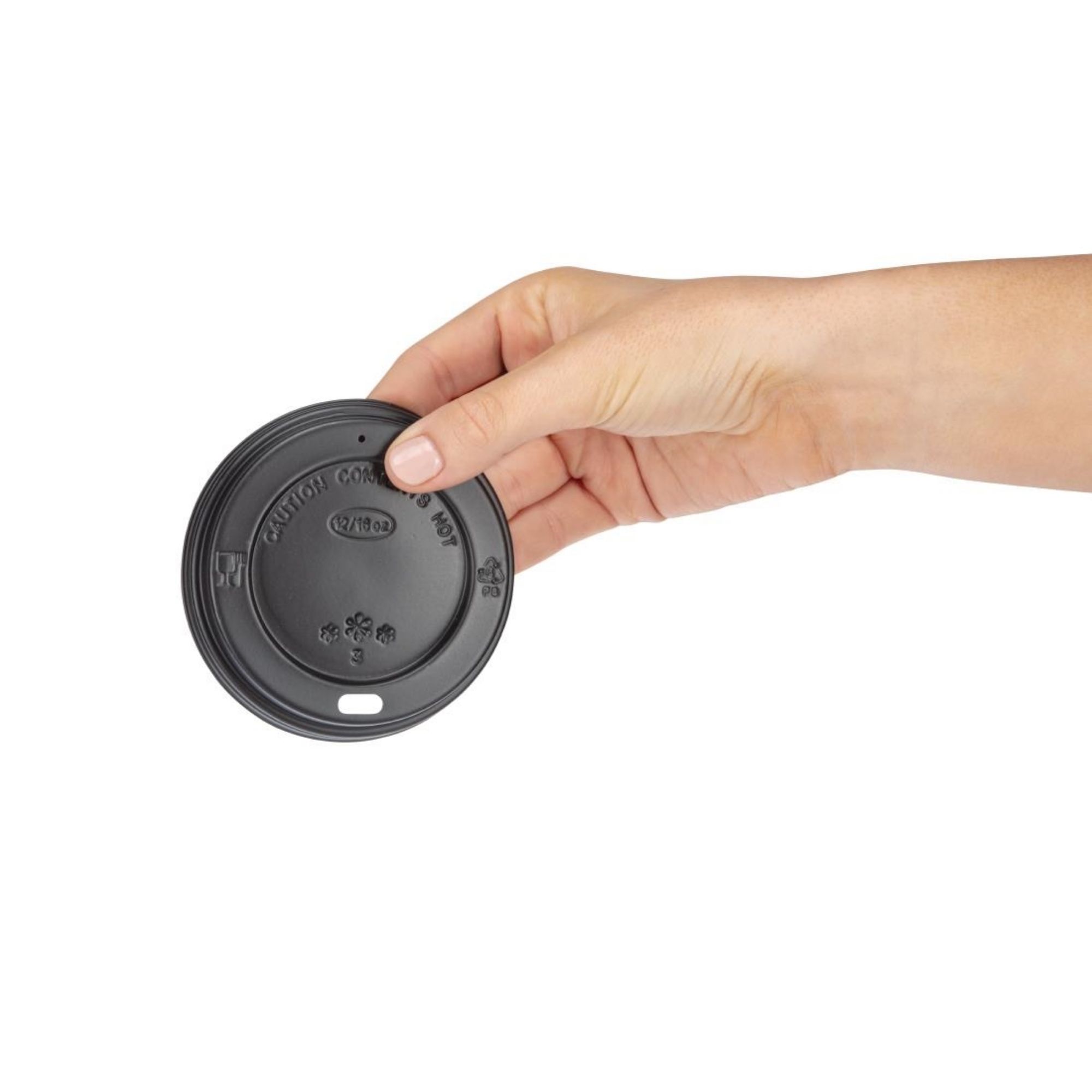 Picture of Fiesta Recyclable Coffee Cup Lids Black 340ml / 12oz and 455ml / 16oz (50 Pack)
