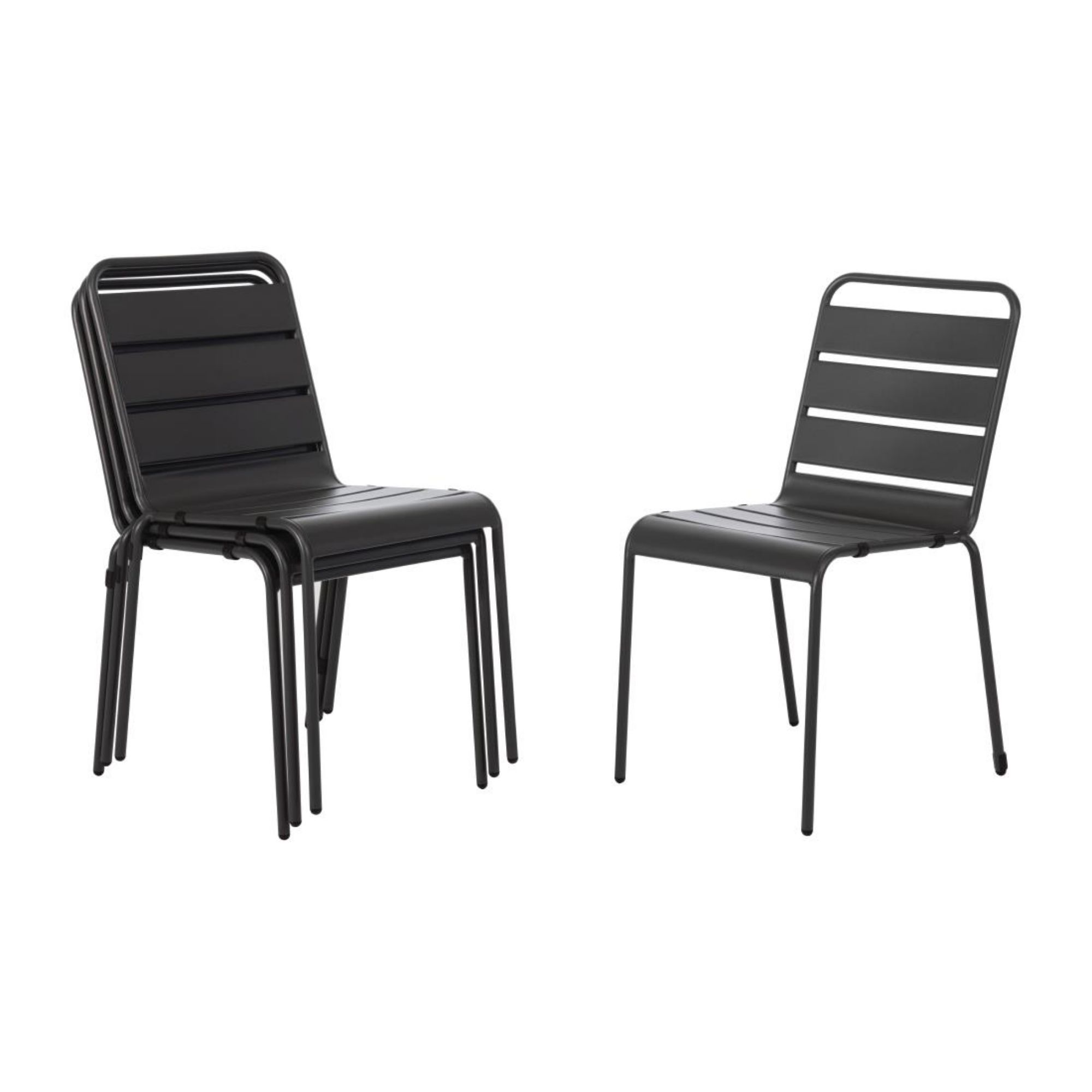 Picture of Bolero Slatted Steel Side Chairs Grey (Pack of 4) - CS727