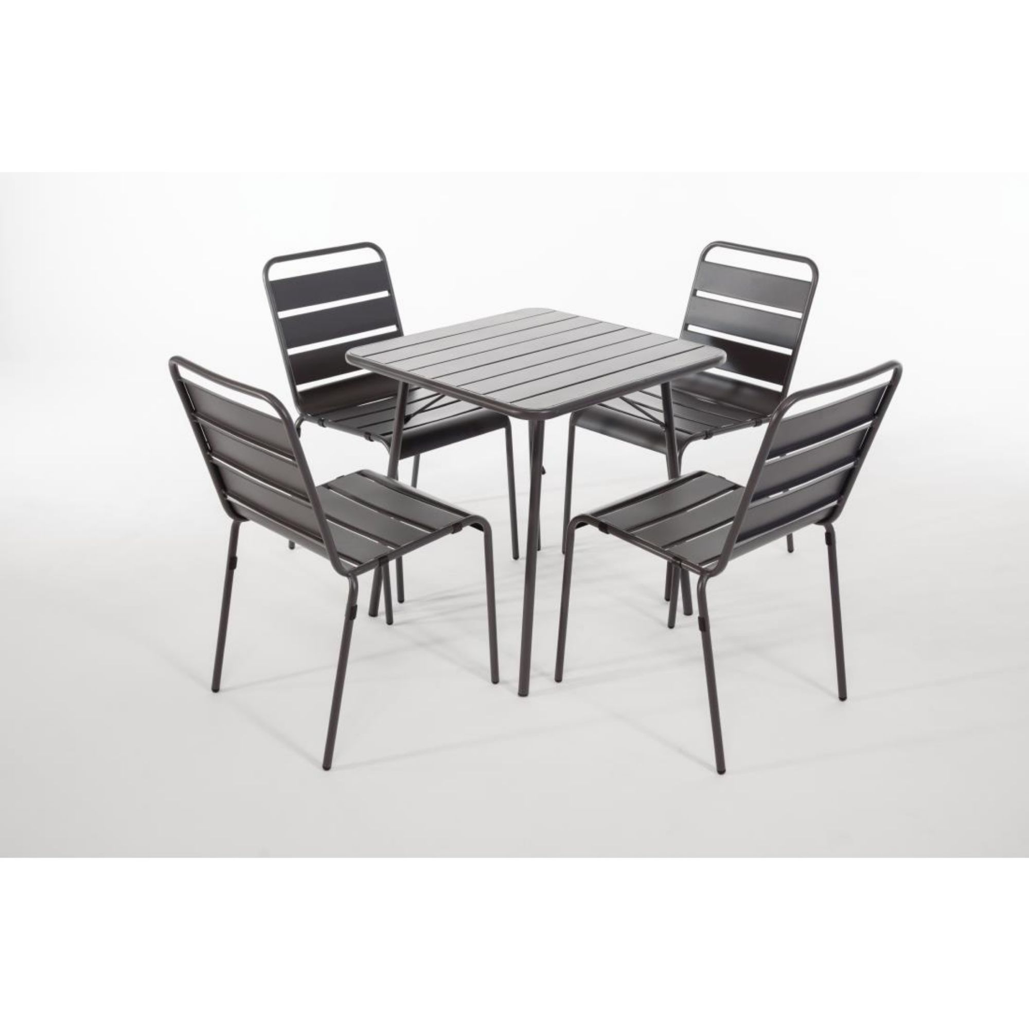Picture of Bolero Slatted Steel Side Chairs Grey (Pack of 4)