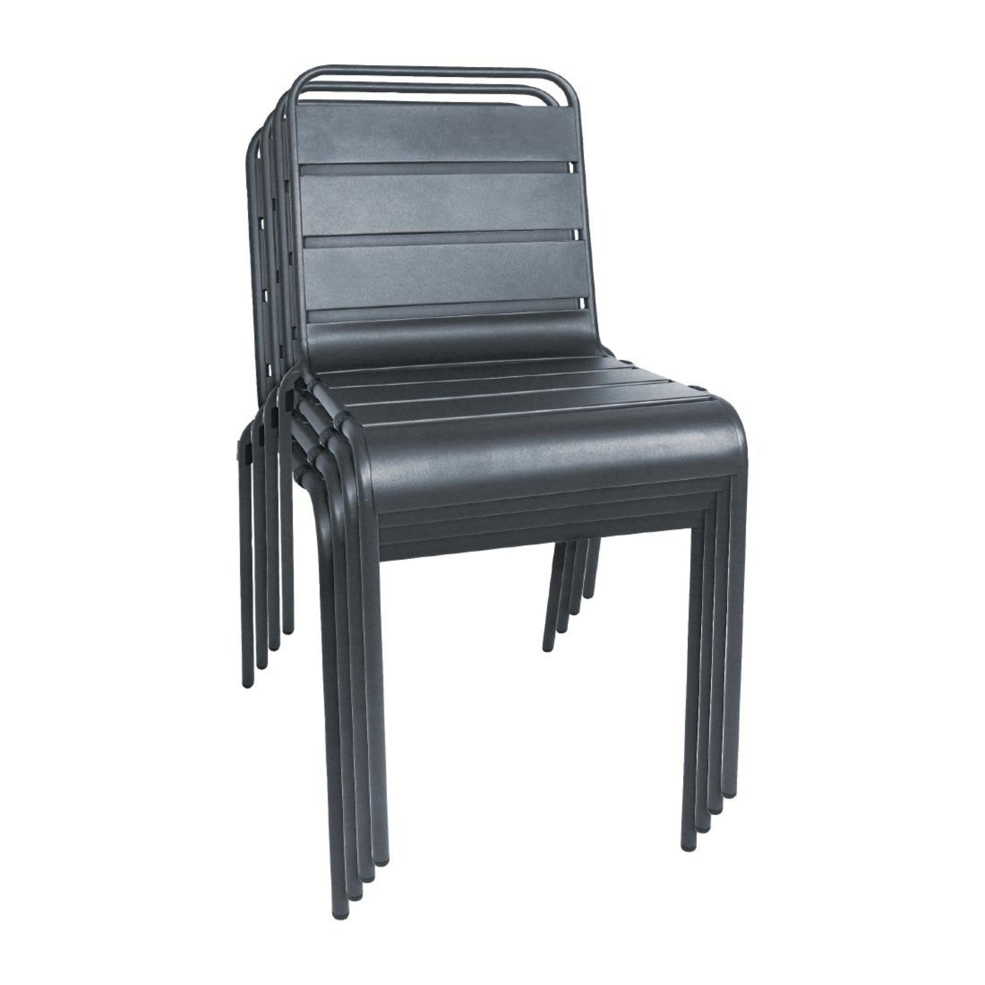 Picture of Bolero Slatted Steel Side Chairs Grey (Pack of 4)