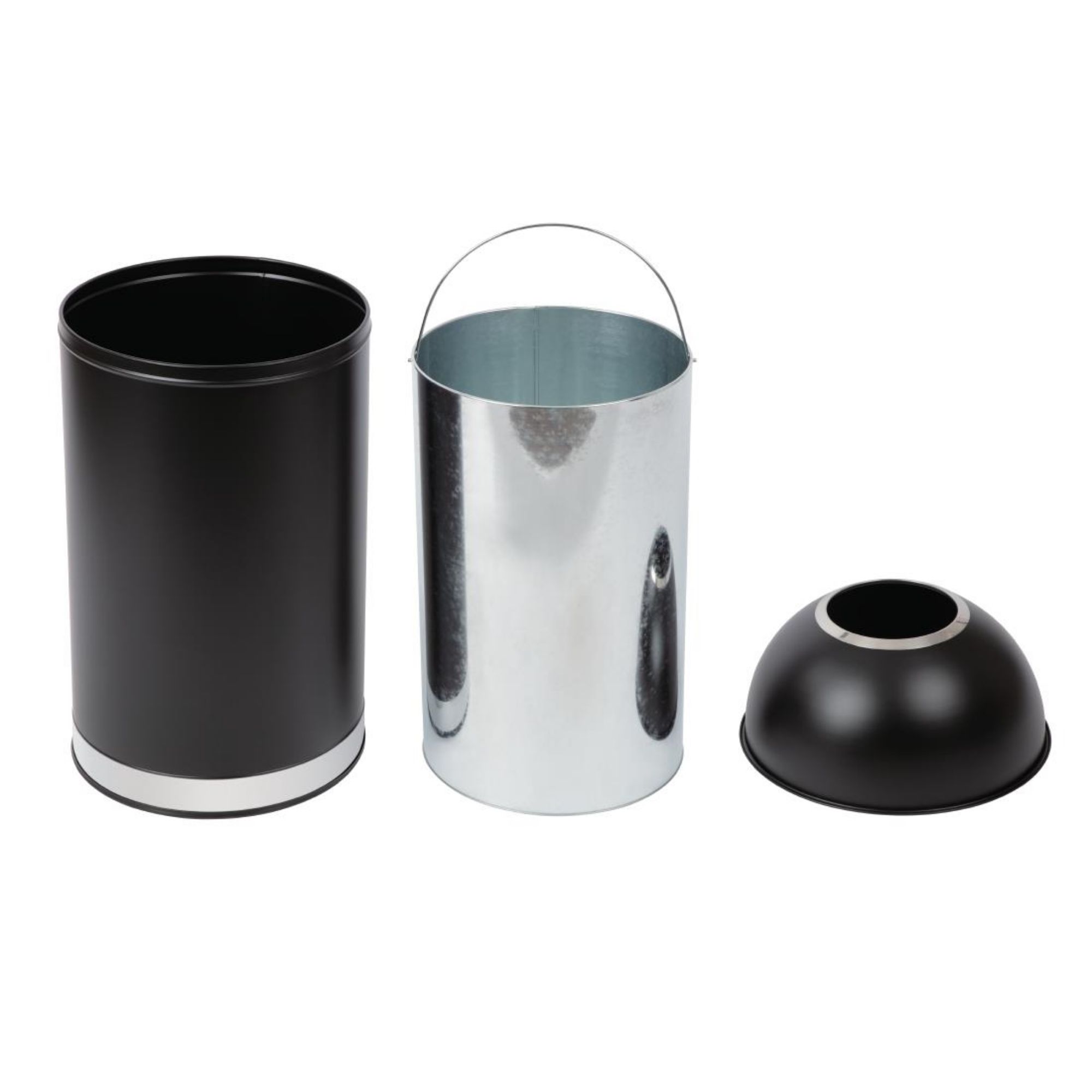 Picture of Bolero Steel Open Lid Bullet Bin Black 40Ltr