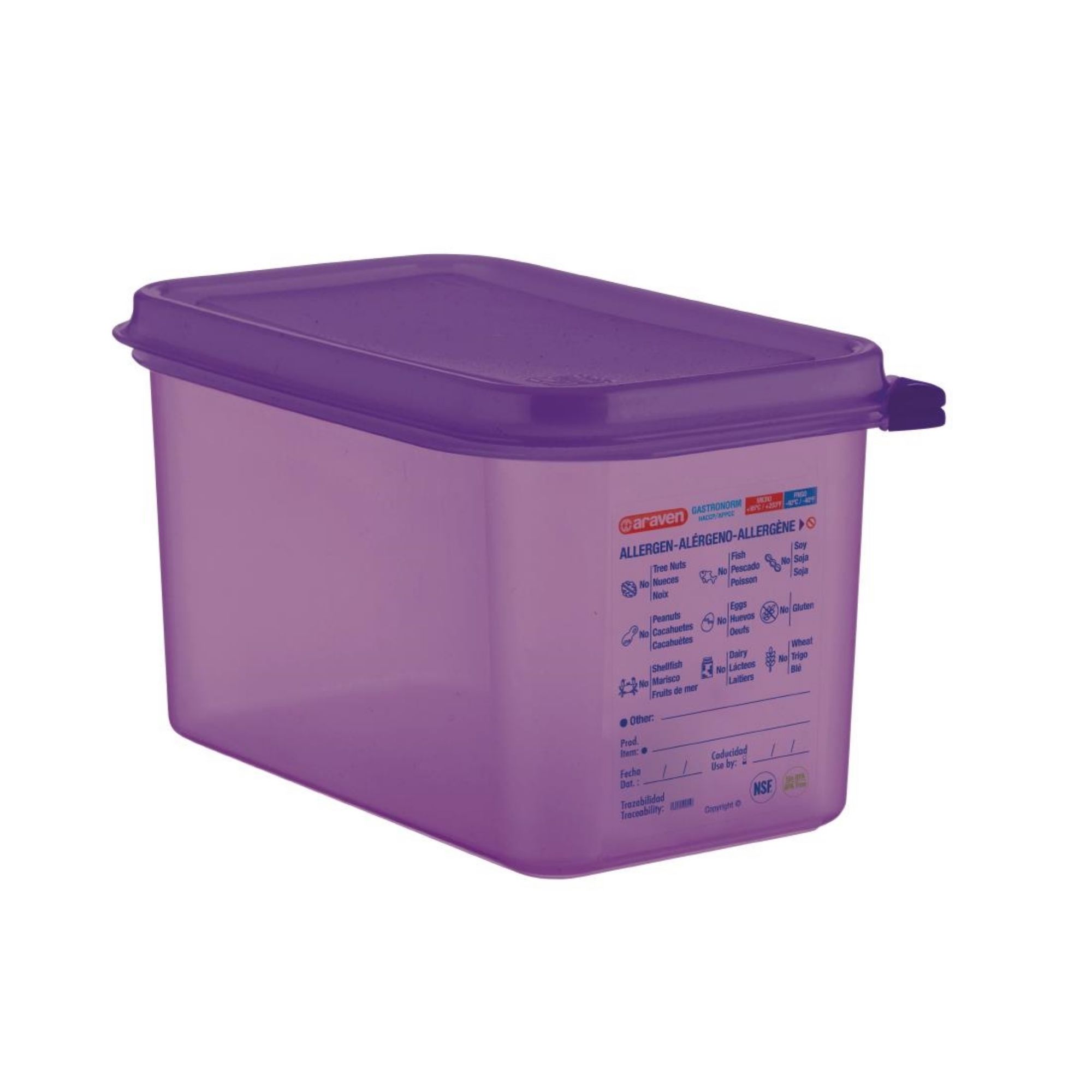 Picture of Araven Allergen Polypropylene 1/4 Gastronorm Food Storage Container Purple 4.3L - CM787
