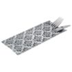 Picture of Europochette White with Vintage Design Cutlery Pouch with Black Napkin (100 pack) - CK238