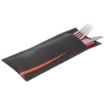 Picture of Europochette Bari Black Cutlery Pouch with Red Napkin (Pack of 100) - CK239