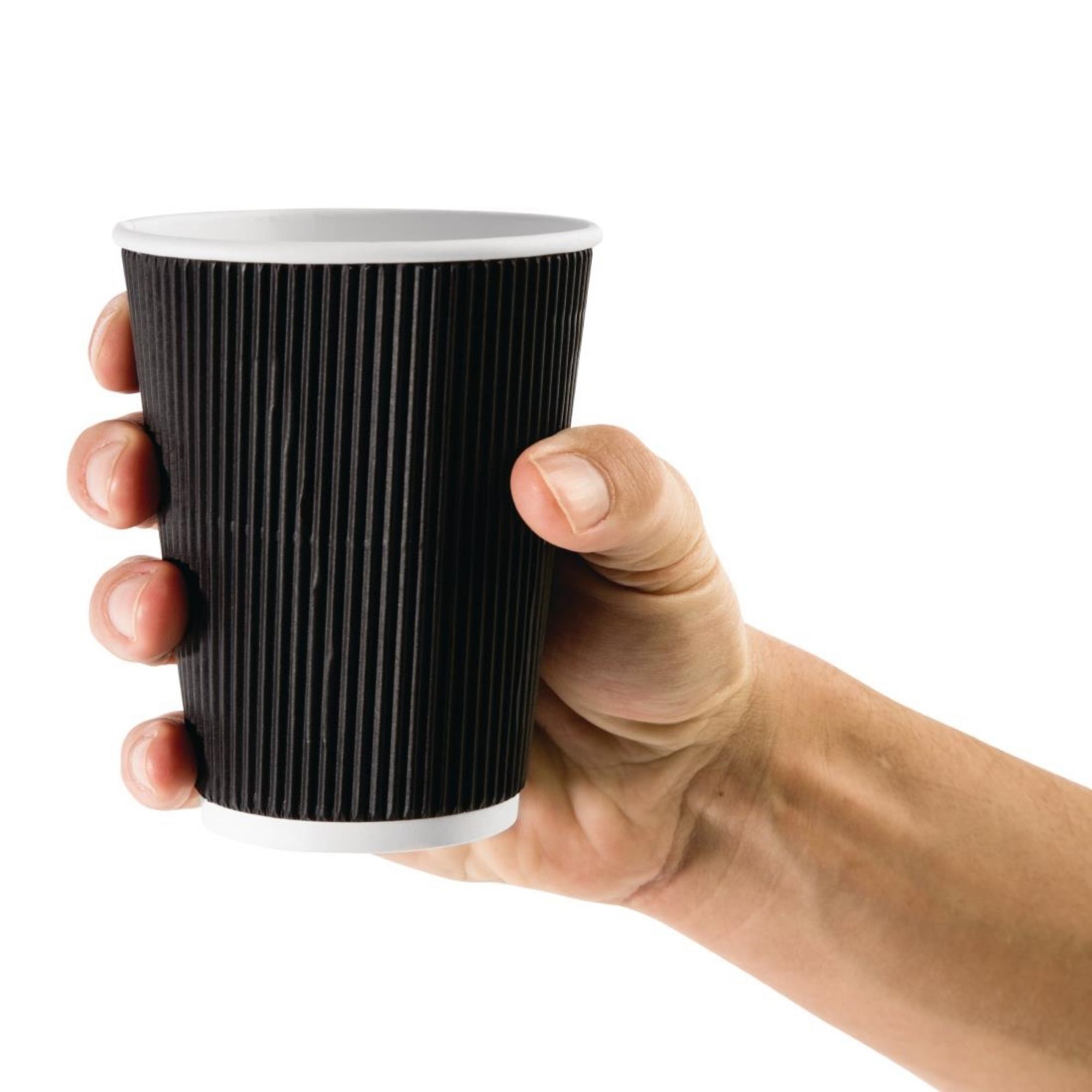 Picture of Fiesta Recyclable Coffee Cups Ripple Wall Black 340ml / 12oz (Pack of 500)
