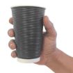 Picture of Fiesta Recyclable Ripple Wall Takeaway Coffee Cups Black 455ml / 16oz (Pack of 25) - CM542