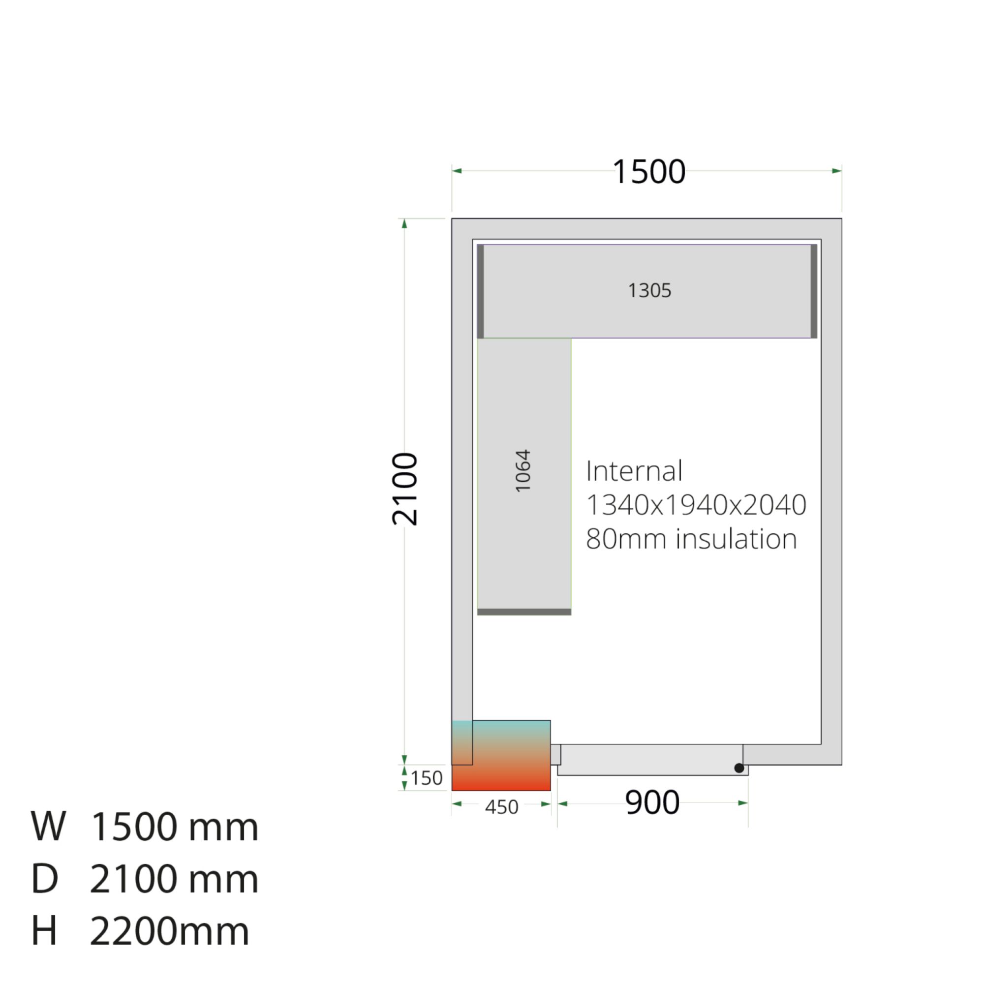 Picture of Tefcold CRNF1521 Freezer Room (Freezing) H2200 x W1500 x D2100