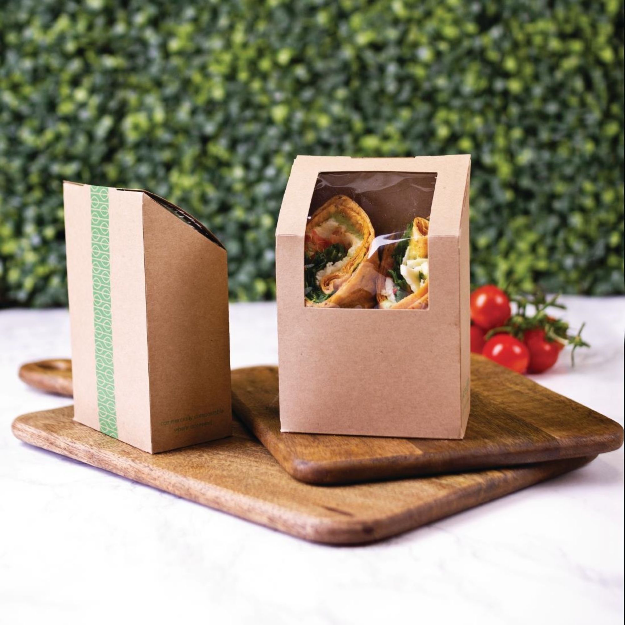 Picture of Vegware Compostable Kraft Tortilla Wrap Boxes With PLA Window (Pack of 500)